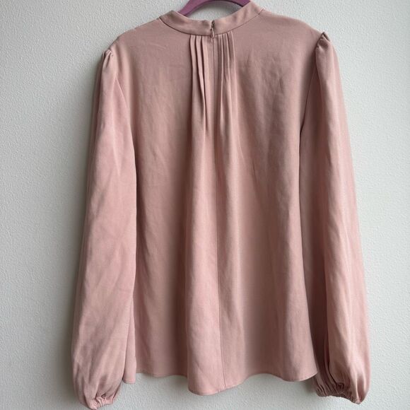 CO Collection Japanese Fabric Puff Sleeve Blush Pink Keyhole Blouse Size Medium - Picture 6 of 7